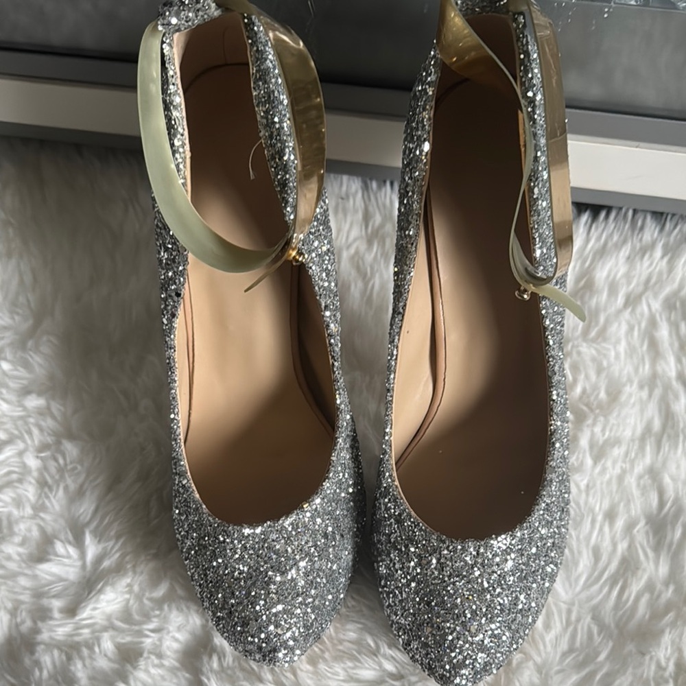 Sequin Heels with Gold Accents